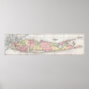 Vintage Map of Long Island New York (1873) Poster