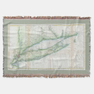 Vintage Map of Long Island NY (1877) Throw Blanket