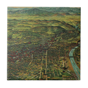 Vintage Map of Los Angeles, California and River Tile