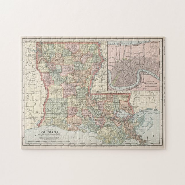 Vintage Map of Louisiana (1891) Jigsaw Puzzle (Horizontal)