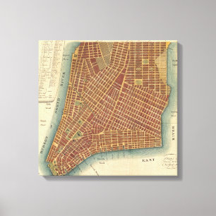 Vintage Map of Lower New York City (1807) Canvas Print