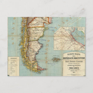 Vintage Map of Lower South America (1914) Postcard