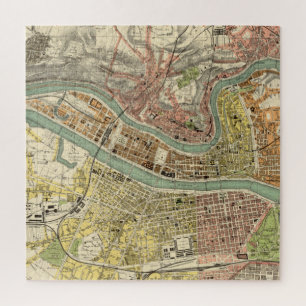 Vintage Map of Lyon France (1913) Jigsaw Puzzle