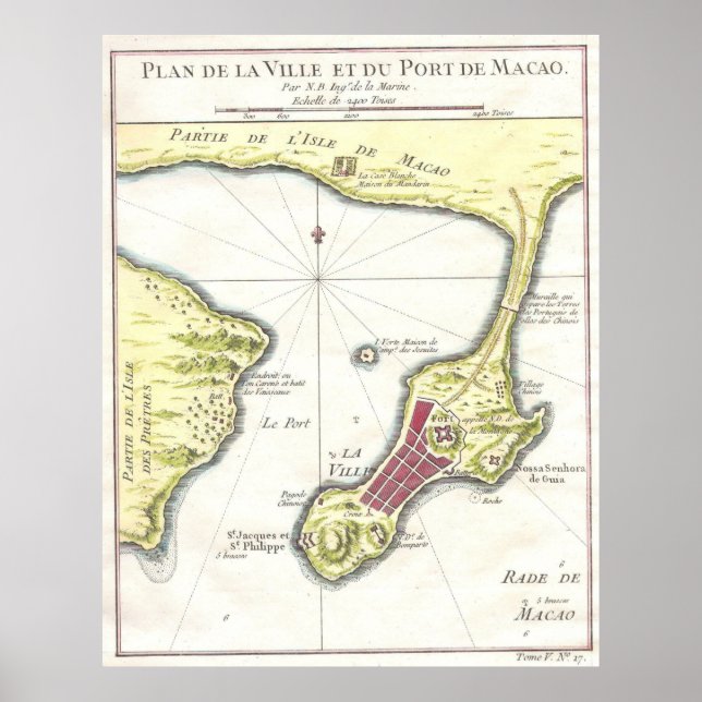 Vintage Map of Macau China (1750) Poster (Front)