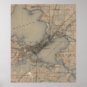Vintage Map of Madison Wisconsin (1904) Poster