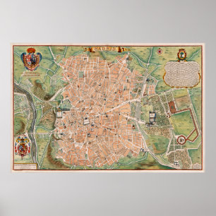 Vintage Map of Madrid Spain (1705) Poster