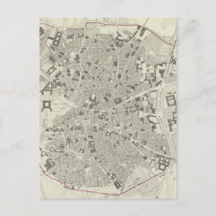 Vintage Map of Madrid Spain (1831) Postcard
