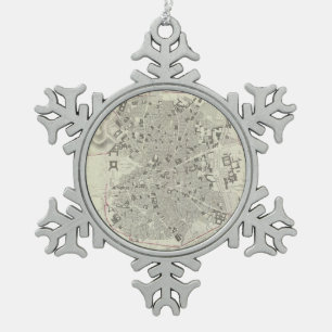 Vintage Map of Madrid Spain (1831) Snowflake Pewter Christmas Ornament