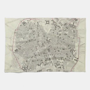 Vintage Map of Madrid Spain (1831) Tea Towel