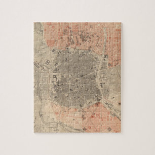 Vintage Map of Madrid Spain (1861) Jigsaw Puzzle