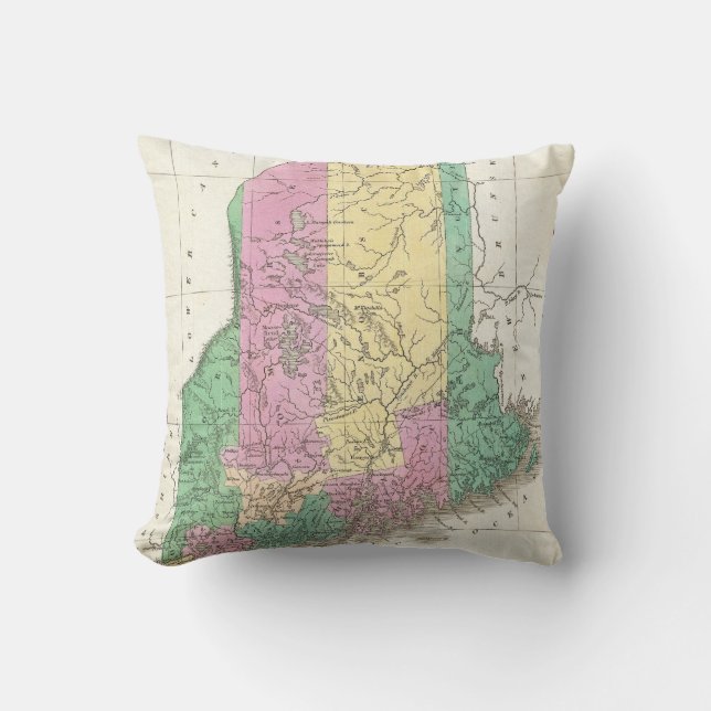 Vintage Map of Maine (1827) Cushion (Front)