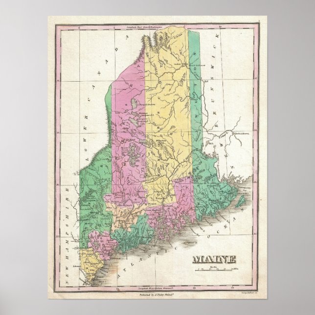 Vintage Map of Maine (1827) Poster (Front)