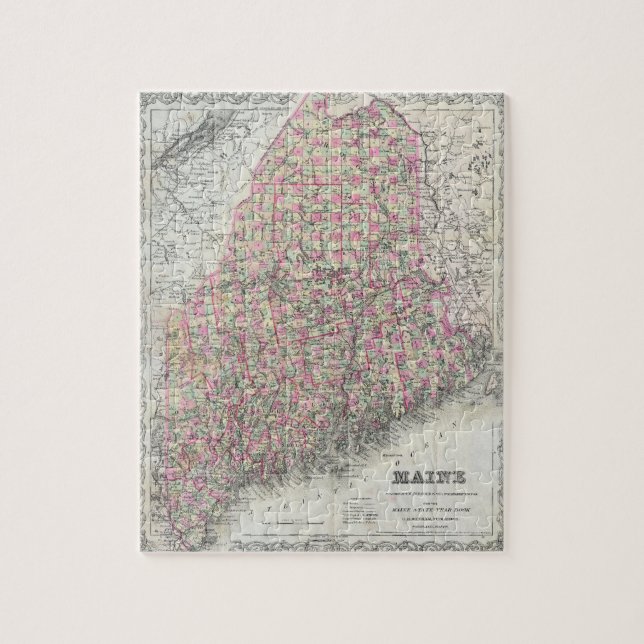 Vintage Map of Maine (1894) Jigsaw Puzzle (Vertical)
