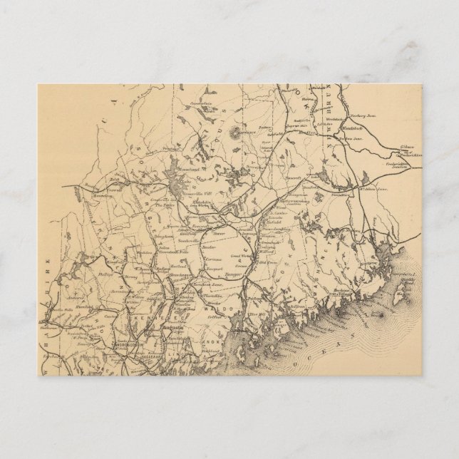 Vintage Map of Maine (1894) Postcard (Front)