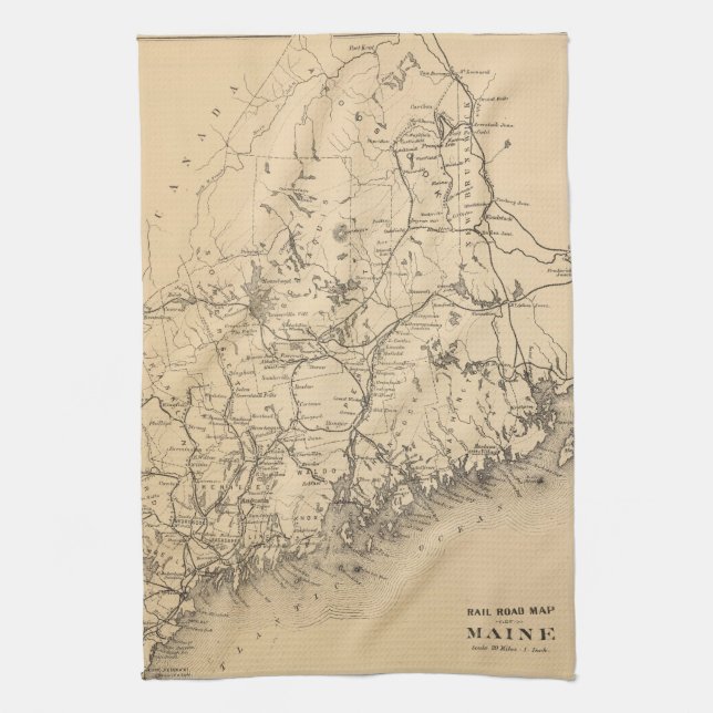 Vintage Map of Maine (1894) Tea Towel (Vertical)