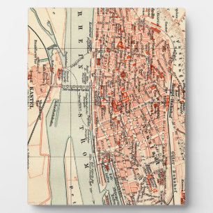 Vintage Map of Mainz Germany (1905) Plaque