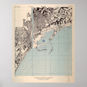 Vintage Map of Malaga Spain (1943) Poster