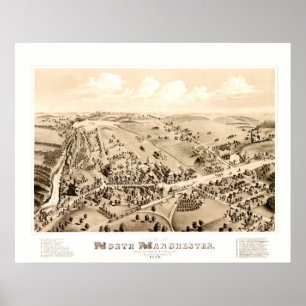 Vintage map of Manchester, CT in 1880 Poster