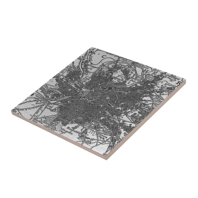 Vintage Map of Manchester England (1911) Tile (Side)