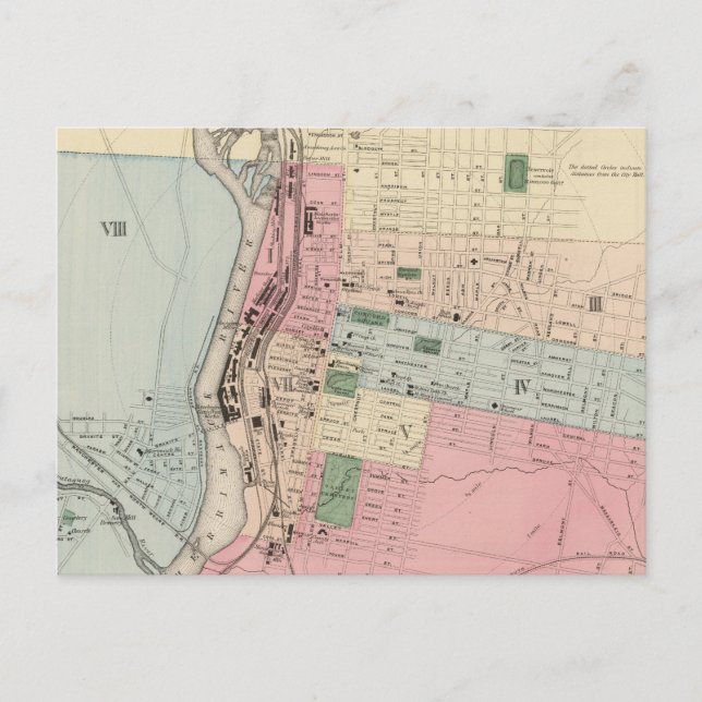 Vintage Map of Manchester New Hampshire (1877) Postcard (Front)