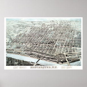 Vintage map of Manchester, NH from 1876 Poster