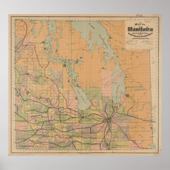 Vintage Map of Manitoba (1903) Poster (Front)