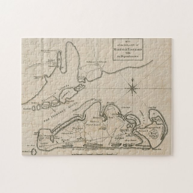 Vintage Map of Martha's Vineyard (1782) Jigsaw Puzzle (Horizontal)