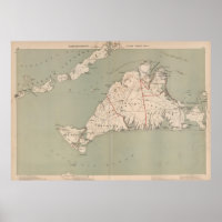 Vintage Map of Martha's Vineyard (1891)