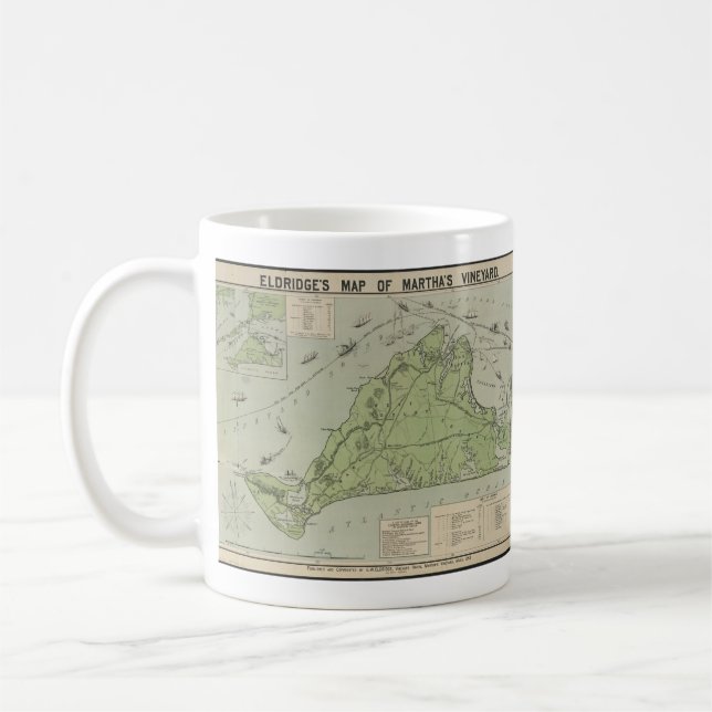 Vintage Map of Marthas Vineyard (1913) Coffee Mug (Left)