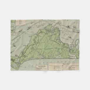 Vintage Map of Marthas Vineyard (1913) Fleece Blanket