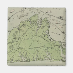 Vintage Map of Marthas Vineyard (1913) Magnet