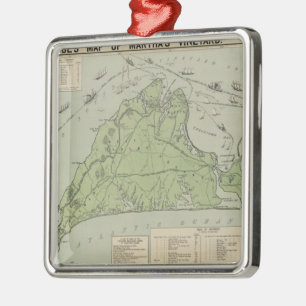 Vintage Map of Marthas Vineyard (1913) Metal Tree Decoration