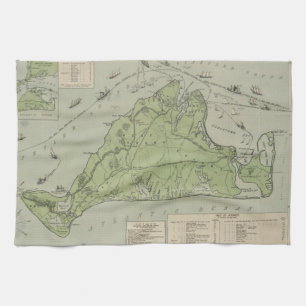 Vintage Map of Marthas Vineyard (1913) Tea Towel