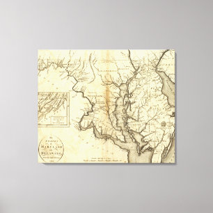 Vintage Map of Maryland (1796) Canvas Print