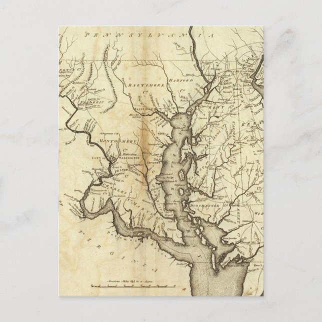 Vintage Map of Maryland (1796) Postcard (Front)
