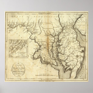 Vintage Map of Maryland (1796) Poster