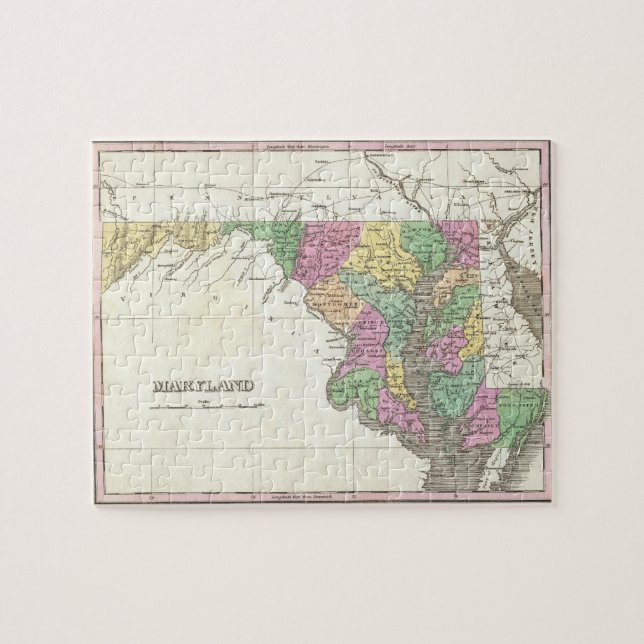 Vintage Map of Maryland (1827) Jigsaw Puzzle (Horizontal)