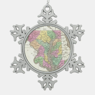 Vintage Map of Maryland (1827) Snowflake Pewter Christmas Ornament