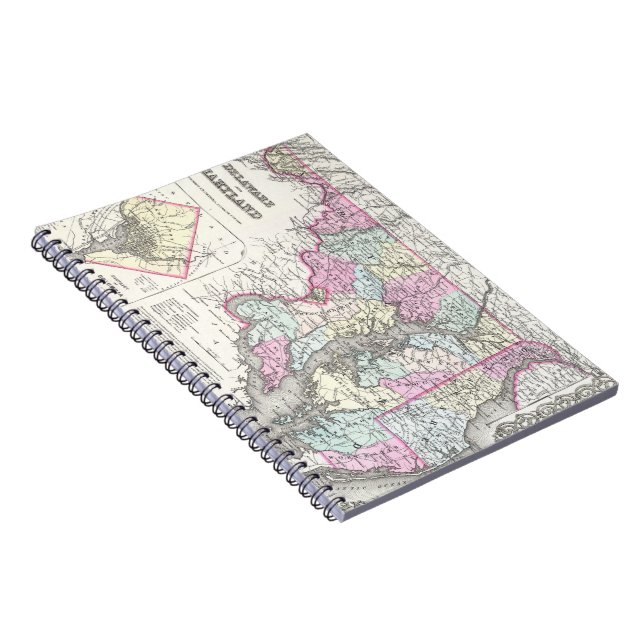 Vintage Map of Maryland (1855) Notebook (Right Side)
