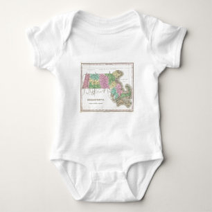 Vintage Map of Massachusetts (1827) Baby Bodysuit