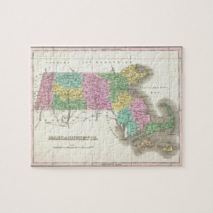 Vintage Map of Massachusetts (1827) Jigsaw Puzzle