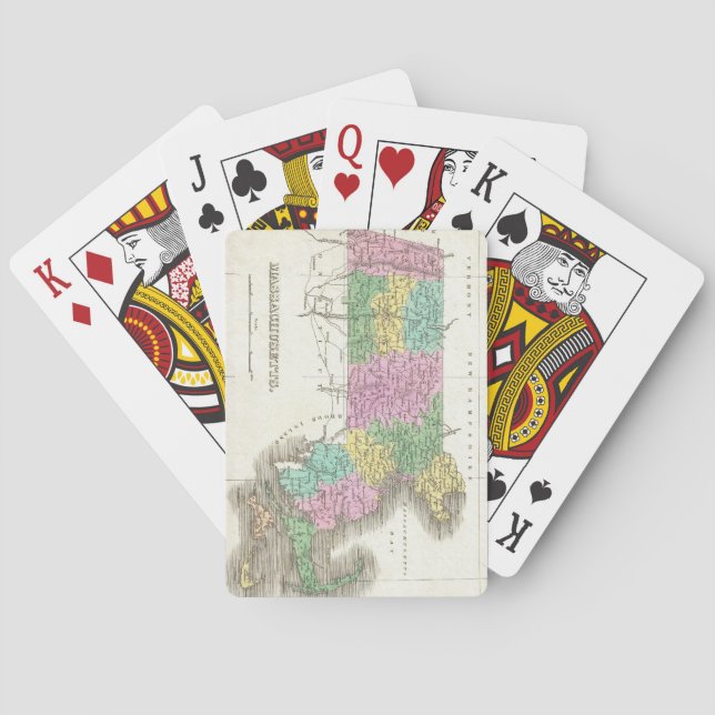 Vintage Map of Massachusetts (1827) Playing Cards (Back)