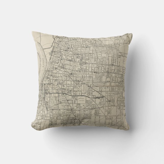 Vintage Map of Memphis Tennessee (1911) Cushion (Front)