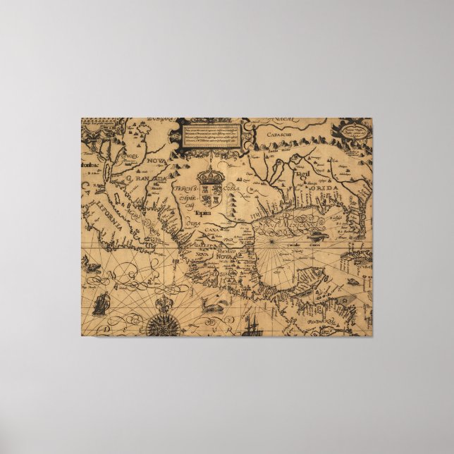 Vintage Map of Mexico (1600) Canvas Print (Front)