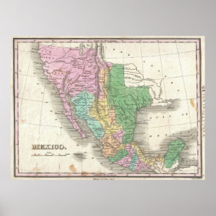 Vintage Map of Mexico (1827) Poster