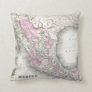 Vintage Map of Mexico (1855) Cushion