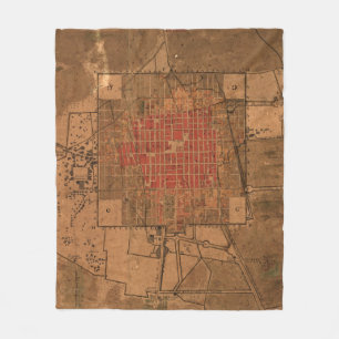 Vintage Map of Mexico City Mexico (1800) Fleece Blanket