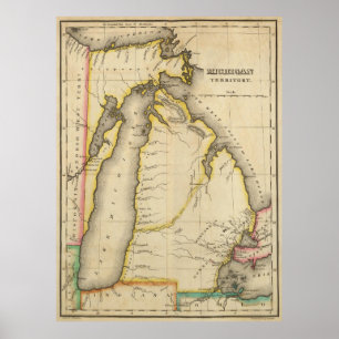 Vintage Map of Michigan (1822) Poster