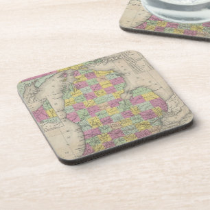 Vintage Map of Michigan (1853) Coaster