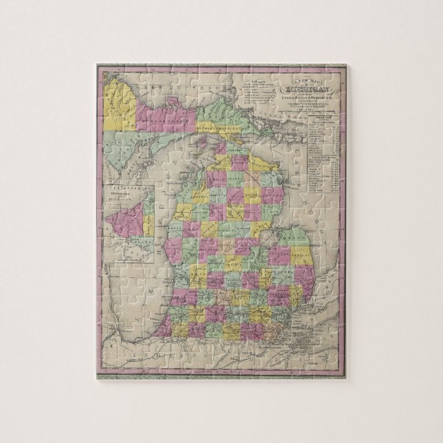 Vintage Map of Michigan (1853) Jigsaw Puzzle (Vertical)
